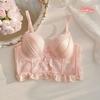Princesa Sirena # Dulce Pecho Pequeño Push-Up Transpirable Pecho Durazno Plisado Lazo Encaje Ropa Interior para Mujer