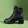 Botas Martin para mujer súper populares de comercio exterior transfronterizo, botines cortos de estilo británico para otoño con suela gruesa, botas de cuero retro de tacón grueso versátiles y de moda