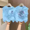 Camiseta Chaleco Tie-Dye de Algodón Puro para Niños y Niñas Verano Popular Tendencia Estampado de Dibujos Animados sin Mangas para Niños Mayores