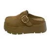 Sapatos Birkenstock de pinho com sola grossa para aumentar a altura, bico fechado, chinelos meia-sola, sandálias slip-on femininas, novo estilo outono verão