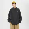 Sudadera Pulóver Pesada Americana con Media Cremallera para Hombre Otoño Tendencia Marca Estampada Chaqueta Oversize Holgada Top para Pareja