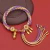 Cuerda Tejida a Mano de Xizang, Cuerda de Mano Colorida para el Año de Nacimiento, Pulsera Thangka del Mantra de Seis Caracteres, Borla Estilo Étnico, Ajustable