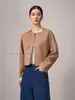 Abrigo de Seda y Cachemira para Mujer Corto ED Cuello Redondo Cárdigan Holgado Minimalista 26 Otoño Invierno Ropa de Abrigo para Mujer Versátil para Viajes