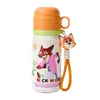 Taza aislada de tres bebidas de Disney para estudiantes de primaria, vaso de agua infantil grande de dibujos animados para exteriores, vaso con tapa de popote emergente para jardín de infantes