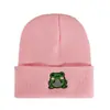 Gorro de Punto Bordado de Rana Nuevo para Otoño e Invierno Transfronterizo para Hombres y Mujeres, Sombrero para Ciclismo y Esquí Resistente al Frío para Exteriores, Gorro Personalizado de Moda