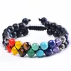Pulsera Bohemia de Doble Capa de Piedra Natural Colorida de 6 mm para Mujer Pulsera de Árbol de la Vida con Cuentas de Piedra Natural Cristal Ónix
