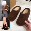 Sapatos Peludos Retrô Femininos para Uso Externo Novo Estilo Outono/Inverno 2026 Com Pelúcia Quente Slip-on Solado Grosso Antiderrapante Mules Birkenstock
