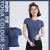 Camiseta Primavera 2026 Secagem Rápida Roupa de Yoga Manga Curta Top Modelador de Cintura Fitness Roupa Fitness Badminton Tênis Corrida