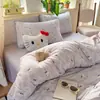 Conjunto de quatro peças para cama de gaze de camada dupla lençol fresco capa de edredom cama de dormitório conjunto de três peças lavável à máquina universal para todas as estações