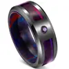Anel de aço tungstênio com resina sonho, anel interno de zircônio roxo, concha roxa incrustada, 8mm, belo, tamanho 7-12 em estoque, primeira geração de cabelo