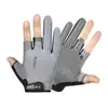 Guantes de Pesca para Hombre Verano Seda de Hielo Delgados Transpirables Exteriores Montar Conducir Protección Solar Antideslizantes Fugas Tres Dedos Luya Medio Dedo