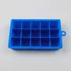 Fornecimento direto da fábrica cubo de gelo quadrado de silicone 15 grades caixa de gelo de grau alimentício para uso doméstico molde de gelo DIY máquina de gelo atacado