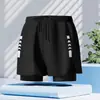 Calção de Natação de Camada Dupla Popular Esportivo Transfronteiriço, Corte Amplo, Tamanho Grande, Anti-Constrangimento, Para Corrida, Fitness, Natação Masculina, Verão