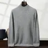 Suéter de Cachemira de Montaña para Hombre de Doble Hilo Engrosado de Color Sólido con Cuello Medio Alto Suéter Base Engrosado de Cachemira para Hombre Otoño e Invierno Nuevo