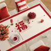 Mantel Rojo de Año Nuevo, Impermeable, Resistente al Aceite, No Lavable, Mantel Antiescaldado, Mantel Protector de Mesa de Centro con Ambiente Festivo