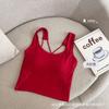 Hermoso Sling de Espalda de Primavera Temprana Chaleco de Algodón Puro para Mujer con Cinturón Almohadilla de Pecho Ropa Exterior Básica Ajustada Cómoda Ropa Interior Top Puro sin Mangas