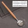 Venda por atacado cabo de madeira de aço inoxidável sopa de concha colher de sopa vazamento hotel utensílios de cozinha suprimentos públicos cozinha doméstica cabo longo anti-escalda colher de panela quente