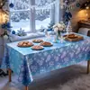 Mantel de copo de nieve azul degradado de Amazon transfronterizo, plástico PE desechable, suministros de decoración para fiesta de nieve navideña