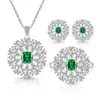 Bestseller transfronterizo de transmisión en vivo europea y americana: Pendientes, anillos, collares y conjuntos de joyería de piedras preciosas de colores con incrustaciones de circonita y diamantes completos