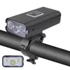 Luz Frontal Dupla T6 para Bicicleta, Ciclismo de Mountain Bike Carregamento USB Iluminação de Advertência Vermelha Farol Duplo de LED