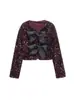Comércio Exterior Transfronteiriço Spot Estilo Europeu e Americano Roupas Femininas 2025 Novo Festa Design de Alto Padrão Jaqueta de Lantejoulas com Laço