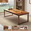 Mesa de Comedor, Sala de Estar, Mesa de Té y Sillas para el Hogar, Mesa de Té con Patas de Madera Maciza, Mesa Grande de Negociación Estilo Chino Nuevo, Mesa de Café, Mesa de Té de Doble Propósito