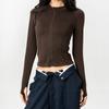 Macacão de Peça Única Alta Elasticidade Slim Roupa de Yoga Jaqueta Esportiva para Exterior Gola Alta Pequena Manga Longa Corrida Badminton Yoga