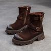 Shanghai Jiejie 2024 Inverno Novo Retro Tubo Curto Fundo Grosso Fosco Estilo Britânico Martin Botas All-match Sapatos Femininos Da Moda