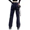 Jeans rectos holgados para mujer, primavera, otoño, invierno 2026 nuevos de cintura alta, corte ajustado, para petite, pierna ancha, estilo cargo
