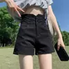 Shorts de Mezclilla Negros Elásticos para Mujer Otoño e Invierno Tallas Grandes Chica Gordita Ropa Casual Barriga Prominente Cintura Súper Alta Pierna Ancha Forma A Pantalones Cortos Ajustados