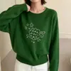 Suéter de Bloques de Color de Terciopelo con Bordado de Oveja Pequeña y Oso de Miel para Mujer 2026 Otoño/Invierno Nuevo Holgado Reductor de Edad Suave y Pegajoso Tejido