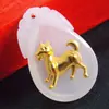 Colgante de jade con incrustaciones de oro y doce signos del zodiaco con pegamento sellado en forma de gota, con incrustaciones de oro y jade, que preserva el color, tienda de oro, tienda de jade, regalos