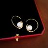 Pendientes de flores con gotas de aceite blanco y aguja de plata, elegantes y nuevos, de Corea del Sur, ligeros, lujosos y de alta calidad.