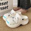 Sapatos de buraco com sola grossa para mulheres, calçados externos 2024, novos sapatos femininos com strass e sola grossa, sapatos de buraco de alta qualidade para praia