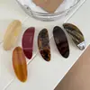 Nuevo Pinza de Resorte Ovalada de Color Sólido con Etiqueta Dorada Estilo Coreano con Textura Colorida, Accesorio para el Cabello de Moda Primavera/Verano, Pinza de Resorte Grande para el Cabello