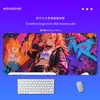 Tapete de Mesa Grande para Jogos com Parede de Grafite de Anime, Mouse Pad de Computador Alargado e Comprido, Tapete Antiderrapante para Teclado de Maratona de Jogos em Dormitório