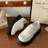 Sapatos de Couro Japoneses Jin Mi com Solado Grosso e Velcro Femininos 2022 Outono Retro Joker Muffin Sapatos para Dedão do Pé Tendência