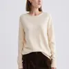Nueva Temporada Otoño e Invierno para Mujer, una Pieza sin Costuras, Cuello Redondo, Sencillo, Casual, Tejido Base, Tejido de Lana de Color Puro para Mujer, Manga Larga