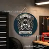 Decoración Pintura Tienda de Barbería Gótica Oscura Patrón de Calavera Personalizable Pintura de Placa de Estaño Planchuela 20/30cm