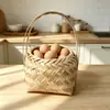 Envío Transfronterizo de Cestas de Mano Tejidas de Bambú, Cestas Resistentes de Almacenamiento para Picnic, Cestas para Fresas y Moras, Cestas Tejidas para Huevos, Cajas de Regalo Tejidas de Bambú