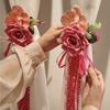 Decoración de coche de boda con flores de simulación de rosa, decoración principal y auxiliar para coche de boda, espejo retrovisor con flores, flotador de cabeza, flotador de coche, traje de flota