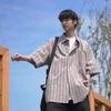 Fabricante Directo Camisa de Rayas de Manga Corta para Hombre Casual Estilo Urbano Verano Nueva Camisa de Manga Corta Retro Japonesa Holgada