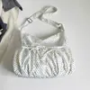 Bolso de lona de lunares de gran capacidad para nicho transfronterizo, nudo de lazo, femenino, versátil, para ir al trabajo, de un solo hombro, cruzado, bolso de mano, mujer