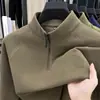 Camiseta de Manga Larga con Media Cremallera y Cuello Alto para Hombre, Estilo Cruzado, Nueva Colección Otoño e Invierno 2025, Sudadera Casual Versátil para Jóvenes y Adultos