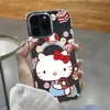 Sanrio Pastel de Rosquilla Hello Kitty Anillo Magnético Integrado Kt Cat Funda para Teléfono Apple 18Promax Cubierta Protectora