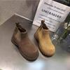 Estación Europea 2025 Otoño Nuevo Botas Martin con Aumento de Altura Interior Retro Cabeza Grande Cuero Nobuck Aly Botines Casuales para Mujer