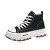 Primavera 2025 - Zapatos blancos de suela gruesa y caña alta para mujer, informales, con aumento de altura y cordones, de lona.