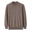 Camisa Masculina de Cashmere Penteado com Gola Redonda, Base Lisa Fina, Corte Amplo Casual, Suéter de Tricô 100% Cashmere para Outono e Inverno