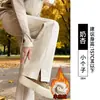 Pantalones de Pierna Ancha Mezcla de Lana Espiga Mujer Otoño/Invierno Cintura Alta Holgados Casuales Joggers Petite Tallas Grandes de Terciopelo Ajustados Rectos