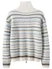 Suéter Cárdigan de Punto Jacquard Cachemir Fair Isle Vintage para Mujer con Cuello Solapa, Cremallera, Corte Holgado, Chaqueta de Bloques de Color Rayados